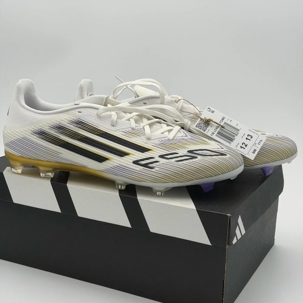 ADIDAS F50 League FG Mens 12 White Black Gold Soccer Cleats Sprintgrid NEW‎